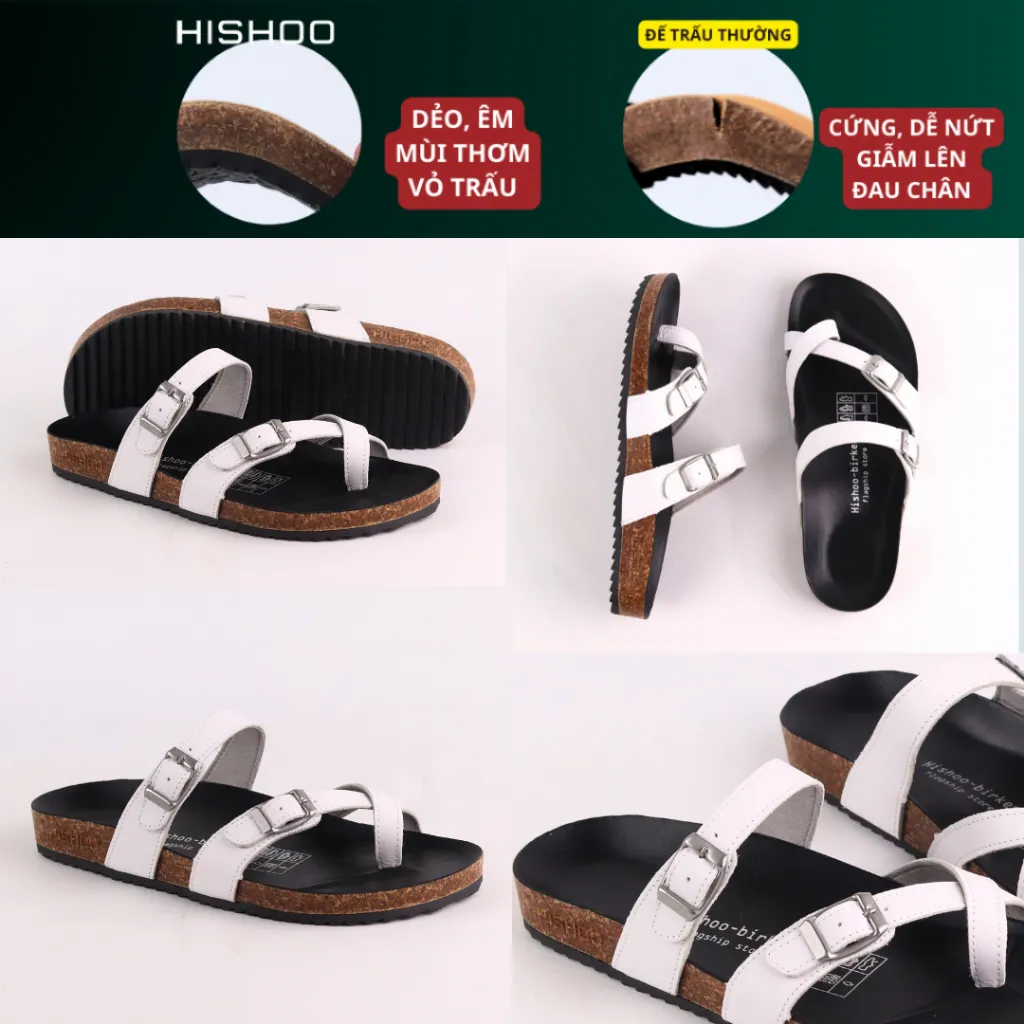 Ảnh Dép Đế Trấu Nam Nữ Birken Xỏ Ngón Da Bò Sáp Hishoo M098 3
