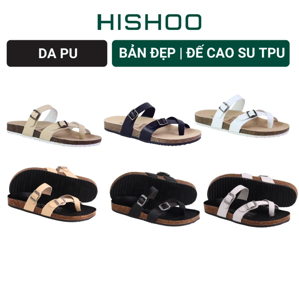 Ảnh Dép Đế Trấu Nam Nữ Birken Xỏ Ngón Da Tổng Hợp Công Sở Văn Phòng Đi Chơi giày sandal Hishoo ulzzang S098 1