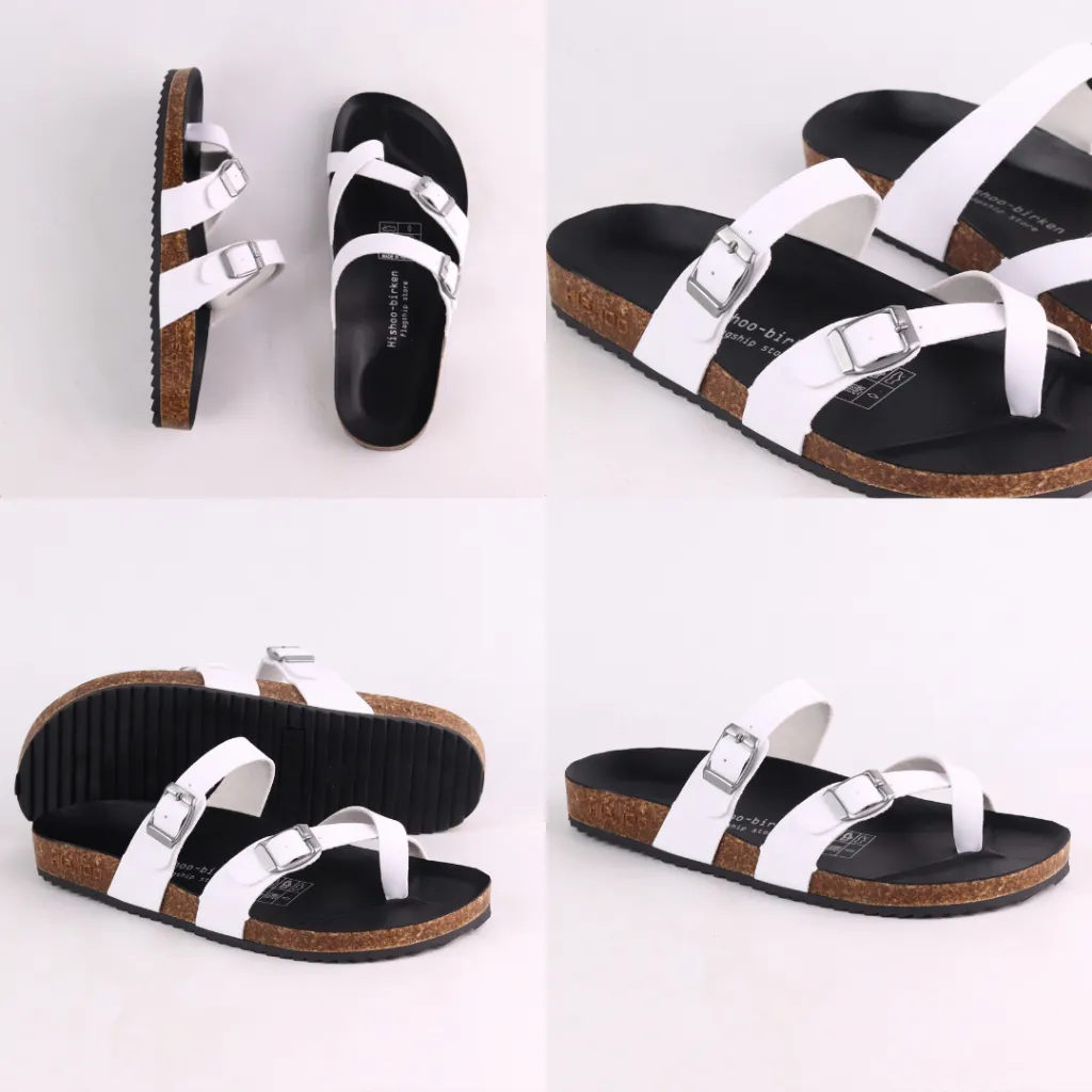 Ảnh Dép Đế Trấu Nam Nữ Birken Xỏ Ngón Da Tổng Hợp Công Sở Văn Phòng Đi Chơi giày sandal Hishoo ulzzang S098 4