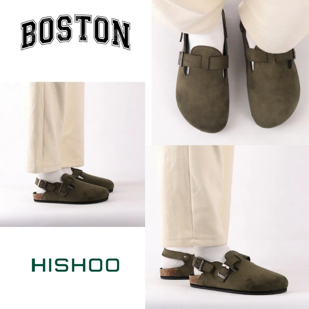 Ảnh Dép đế trấu sục Sandal Boston nam nữ unisex quai ngang đi học công sở bigsize chính hãng Hishoo VNXK  R111 2