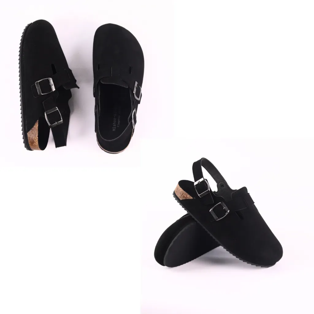 Ảnh Dép đế trấu sục Sandal Boston nam nữ unisex quai ngang đi học công sở bigsize chính hãng Hishoo VNXK  R111 3