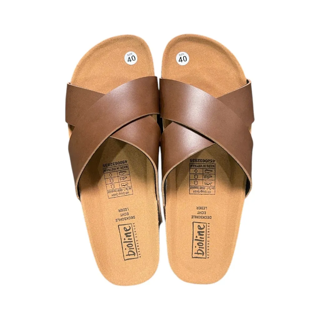 Ảnh Dép đế trấu 2 quai chéo Birken thời trang công sở BIOLINE thấm hút mồ hôi chân - PU03 3