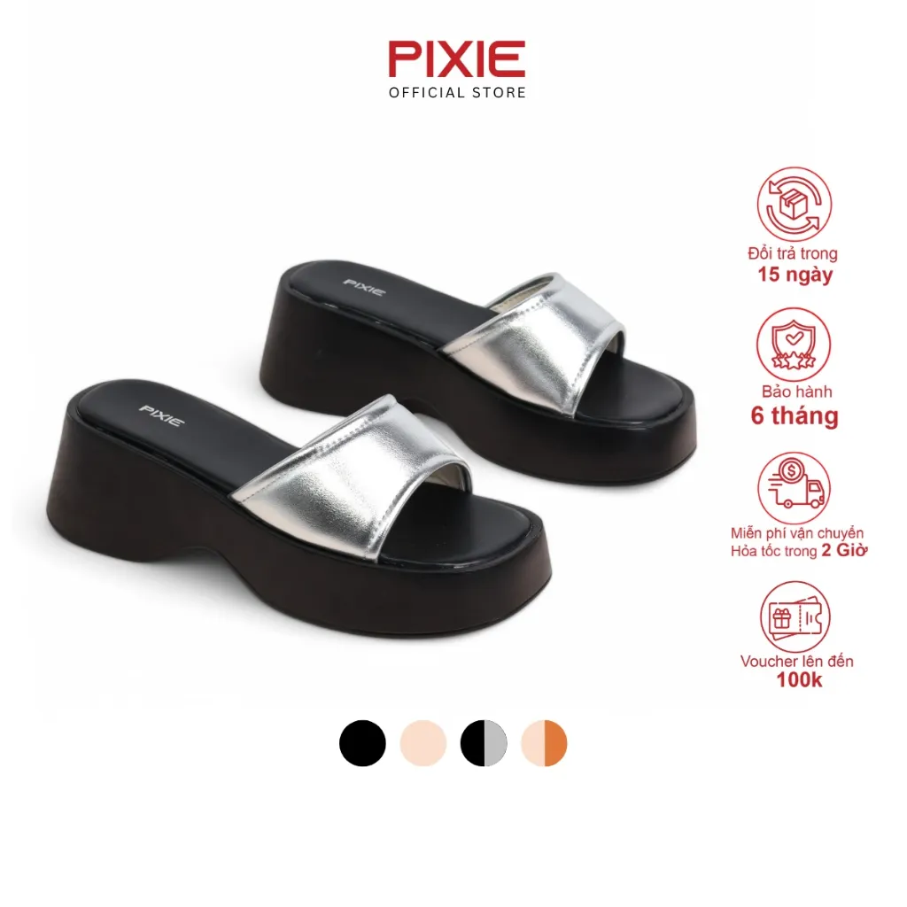 Ảnh Dép Đế Xuồng Quai Ngang Da Mềm Cao 7cm Pixie H367 1
