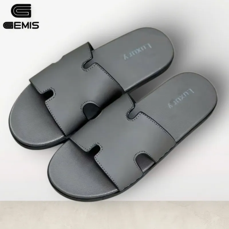 Ảnh Dép Nam GEMIS Quai Ngang 5 Màu Size 38-44, Quai Da Sần Phủ Nano, Đế Đúc Cao Xu Chống Trơn Trượt 2