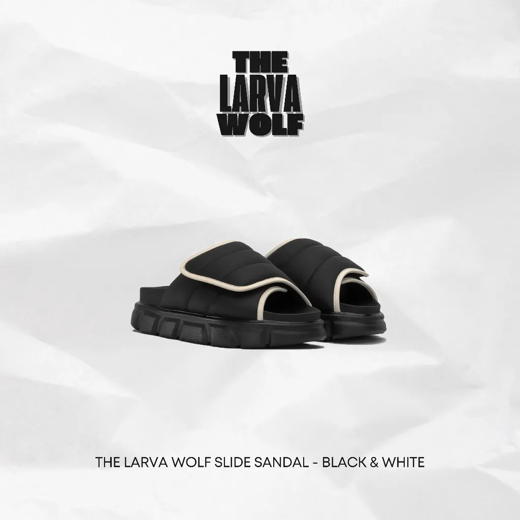 Ảnh Dép Nam Nữ Tăng Chiều Cao THE LARVA WOLF SLIDE SANDAL - BLACK & WHITE 1