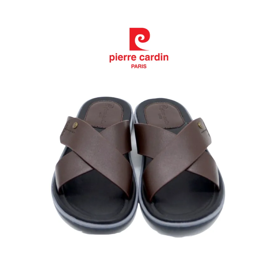 Ảnh Dép nam Pierre Cardin Pháp da bò thật cao cấp, kiểu dáng quai chéo có khóa, đế cao su - 158 chính hãng 2