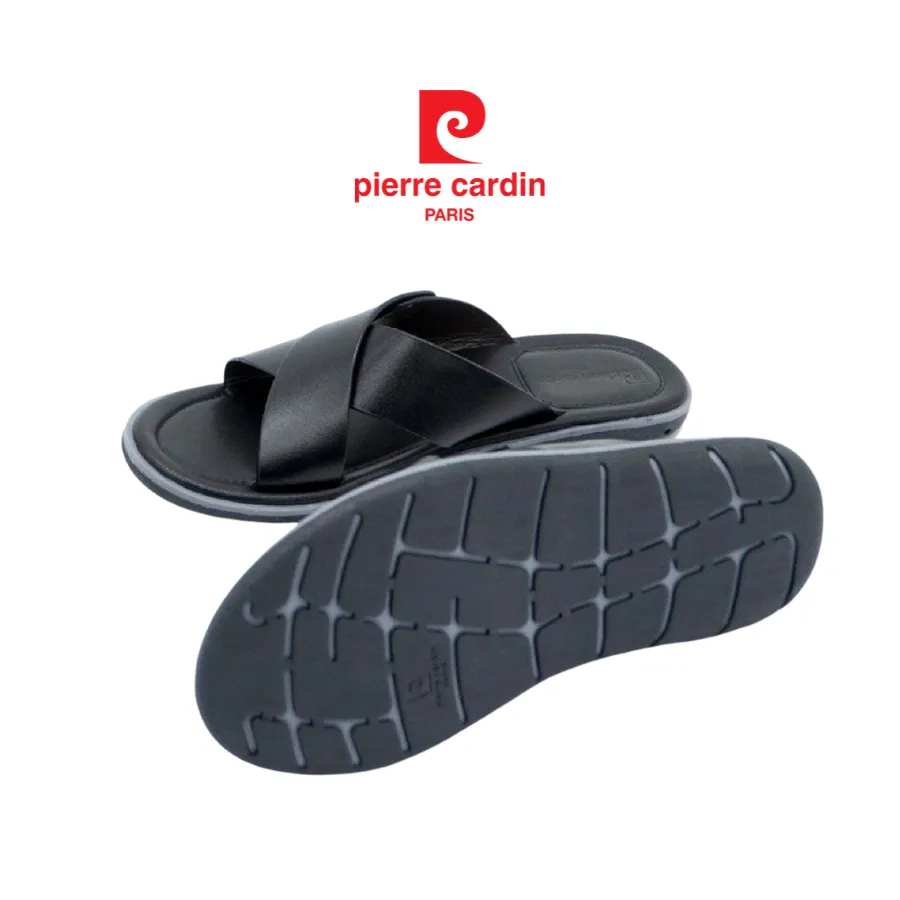 Ảnh Dép nam Pierre Cardin Pháp da bò thật cao cấp, kiểu dáng quai chéo có khóa, đế cao su - 158 chính hãng 3