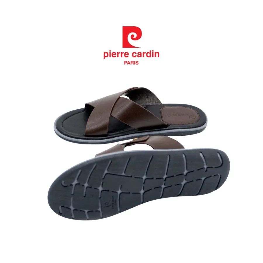 Ảnh Dép nam Pierre Cardin Pháp da bò thật cao cấp, kiểu dáng quai chéo có khóa, đế cao su - 158 chính hãng 4
