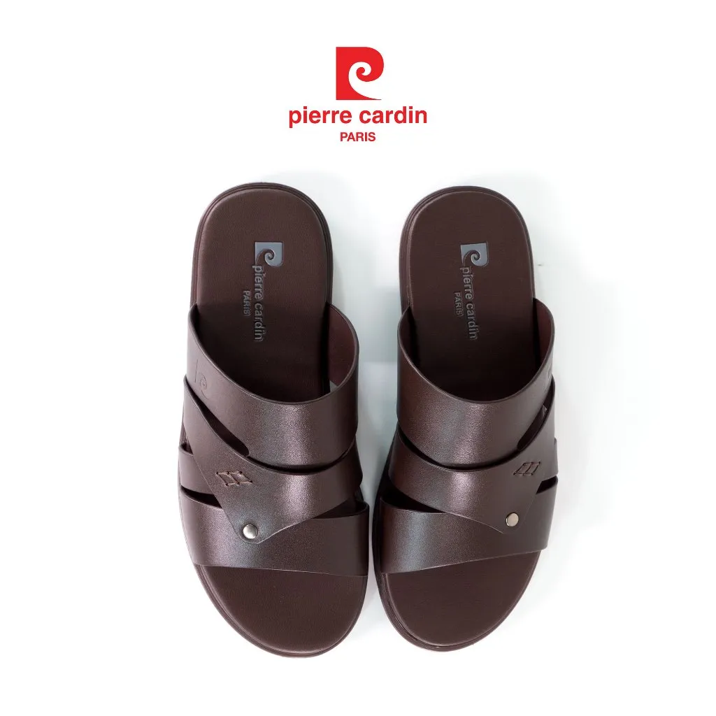 Ảnh Dép nam Pierre Cardin Pháp da bò cao cấp, quai chéo ngang đế cao su chống trượt, không gây hôi chân - 163 1