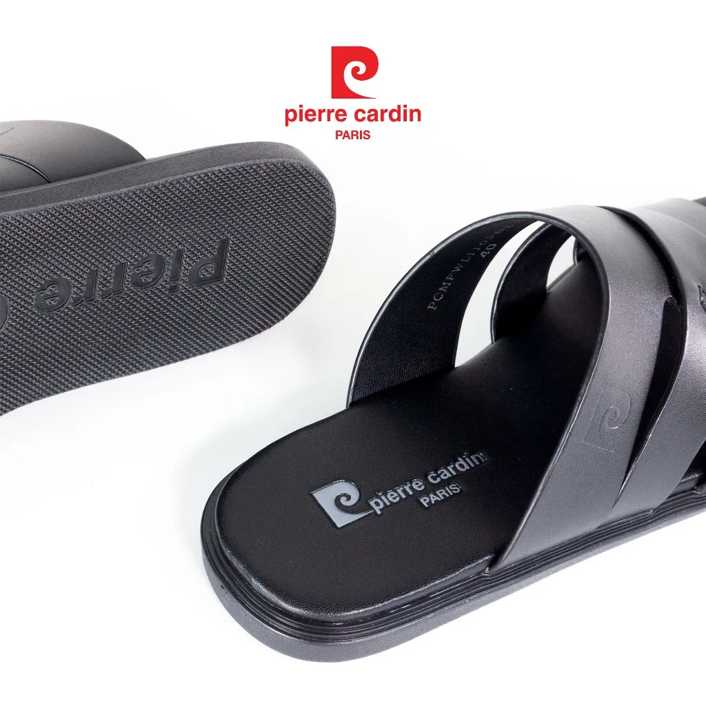 Ảnh Dép nam Pierre Cardin Pháp da bò cao cấp, quai chéo ngang đế cao su chống trượt, không gây hôi chân - 163 2