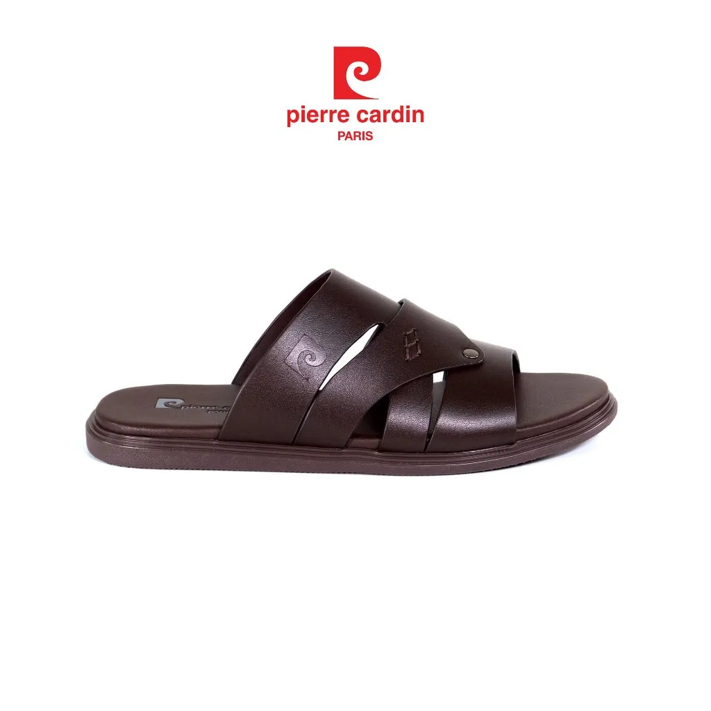 Ảnh Dép nam Pierre Cardin Pháp da bò cao cấp, quai chéo ngang đế cao su chống trượt, không gây hôi chân - 163 4