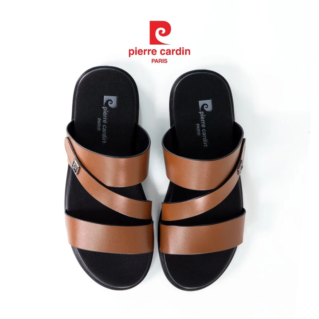 Ảnh Dép nam Pierre Cardin Pháp da bò thật cao cấp, thiết kế quai chéo, đế cao su 161 - Hàng chính hãng 1