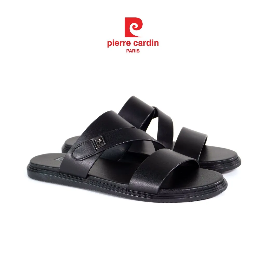 Ảnh Dép nam Pierre Cardin Pháp da bò thật cao cấp, thiết kế quai chéo, đế cao su 161 - Hàng chính hãng 2