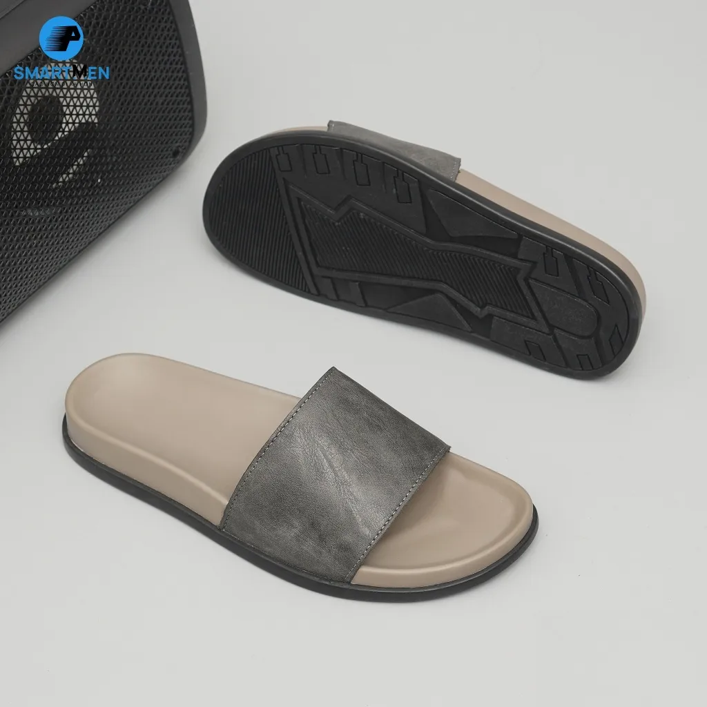 Ảnh Dép nam quai ngang Da cao cấp SMARTMEN DC-12 Xám 2