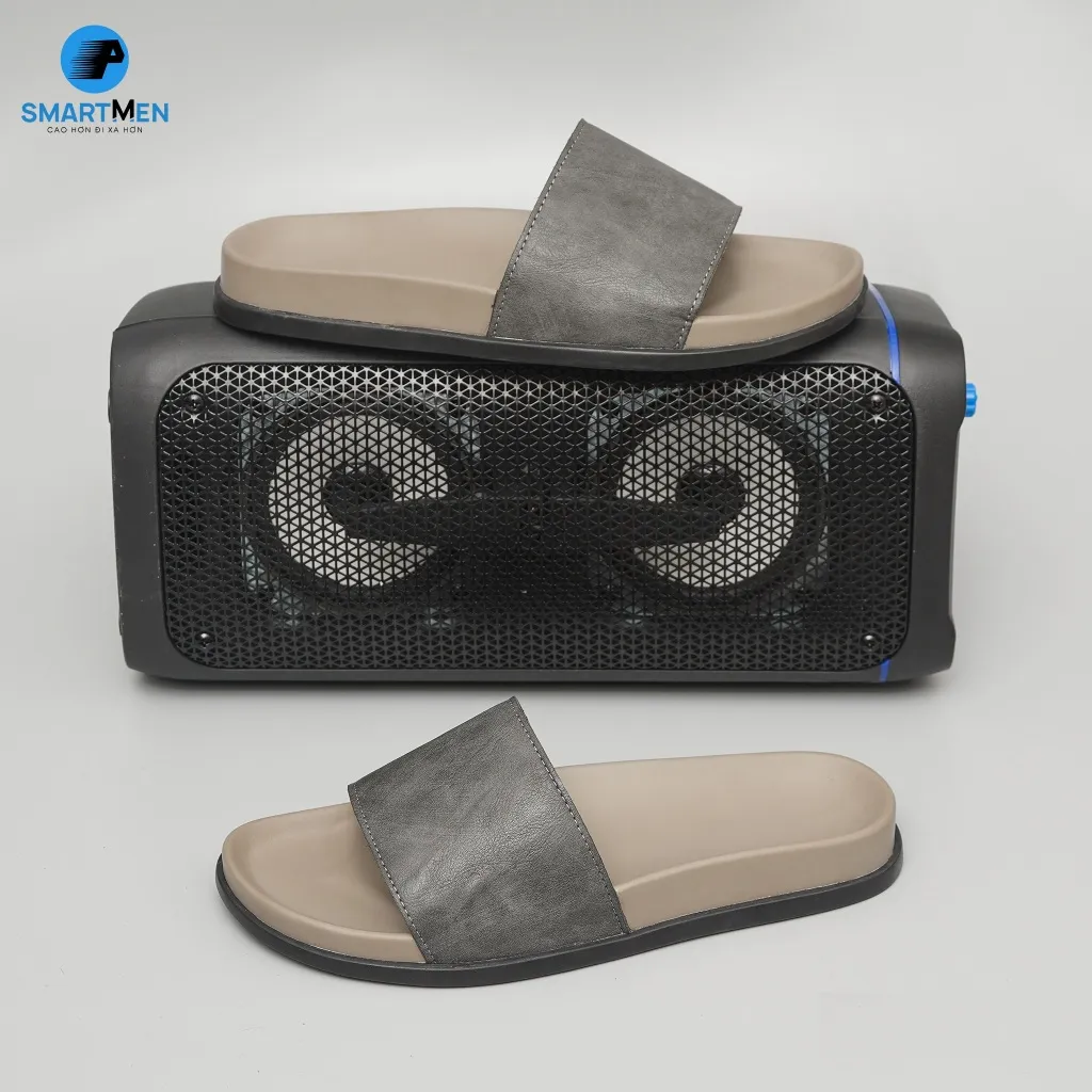 Ảnh Dép nam quai ngang Da cao cấp SMARTMEN DC-12 Xám 3