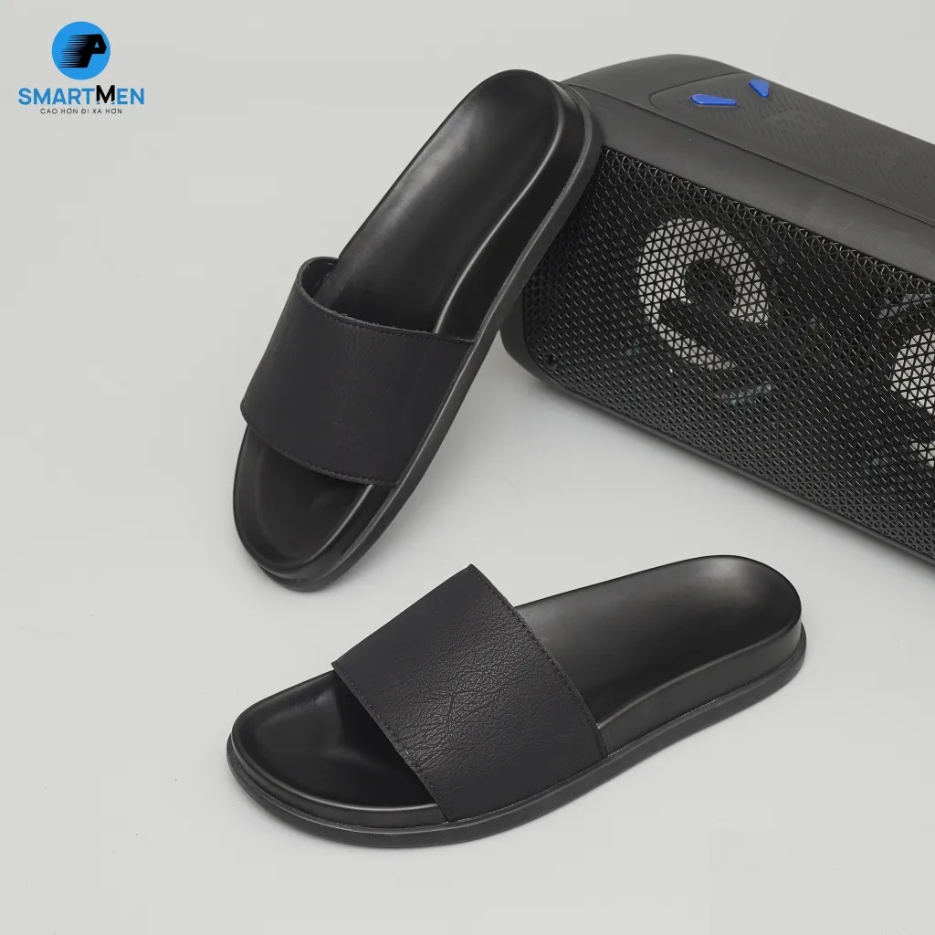 Ảnh Dép nam quai ngang Da cao cấp SMARTMEN DC-11 Đen 1
