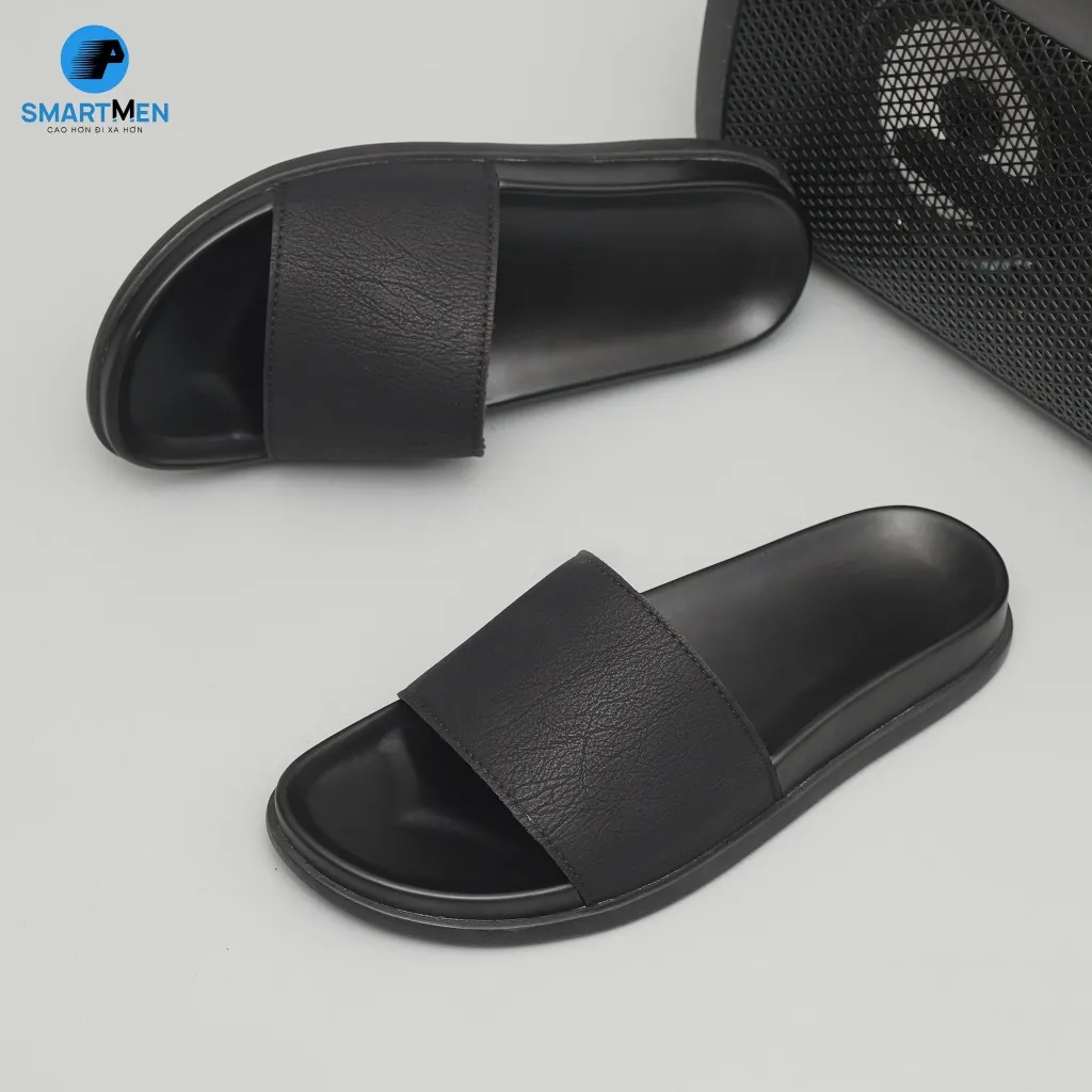 Ảnh Dép nam quai ngang Da cao cấp SMARTMEN DC-11 Đen 3