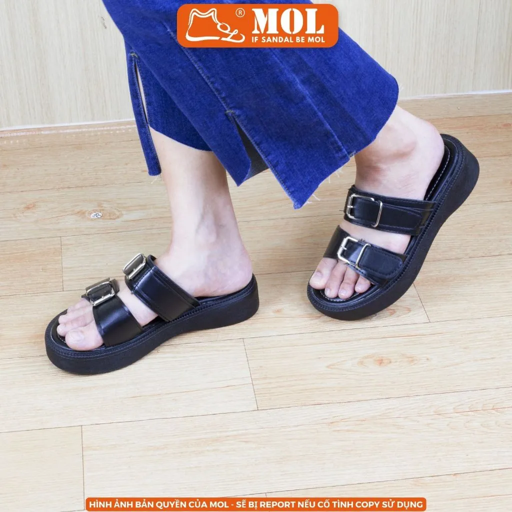 Ảnh Dép nữ 2 quai ngang đế bánh mì cao 4cm hiệu MOL HM1 hot trend 2