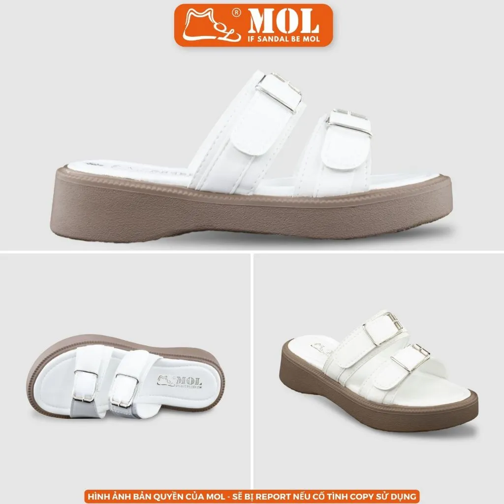 Ảnh Dép nữ 2 quai ngang đế bánh mì cao 4cm hiệu MOL HM1 hot trend 4