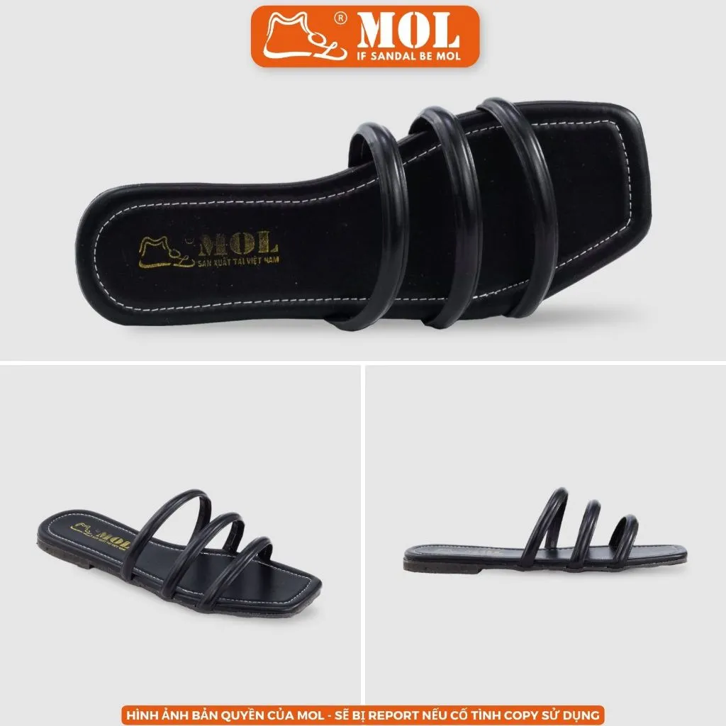 Ảnh Dép nữ 3 quai ngang đế slim siêu mõng cao 1,3cm hiệu MOL HM8 hot trend (Form nhỏ cần tăng size) 2