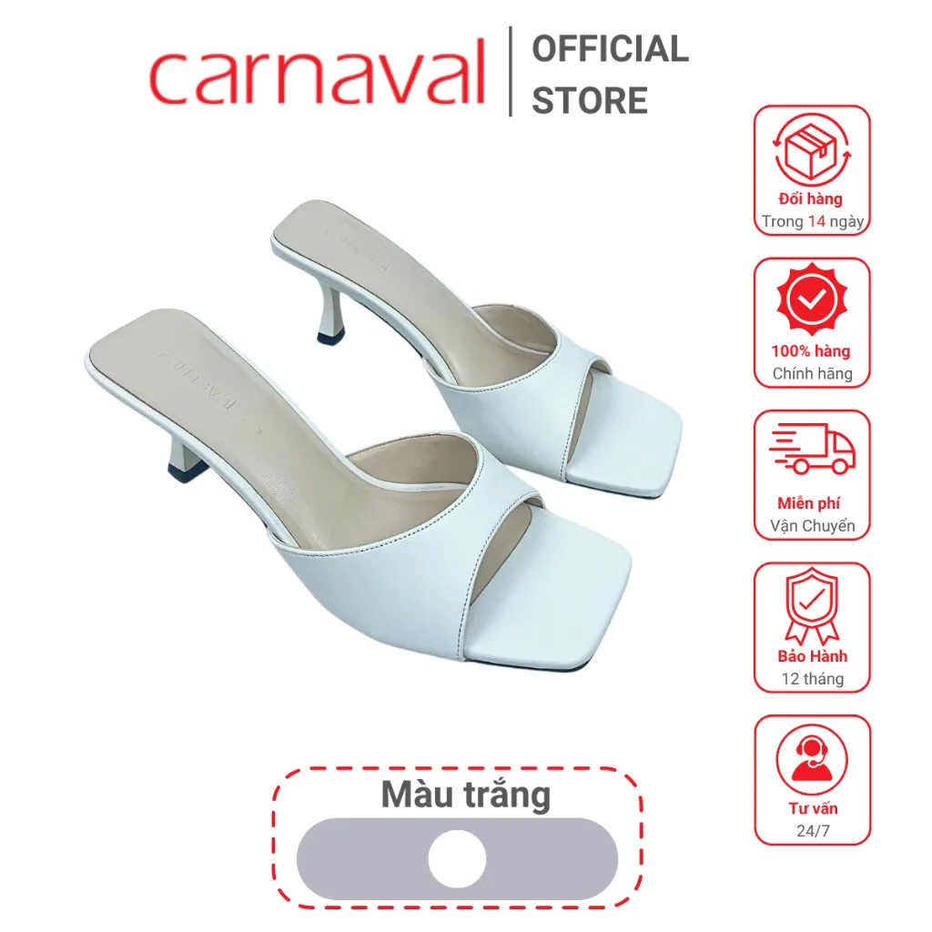 Ảnh Dép Nữ Cao Gót 5p Carnaval Mũi Vuông, Quai Ngang Da Cao Cấp, Nâng Niềm Kiêu Hãnh Phái Đẹp - VS32 2