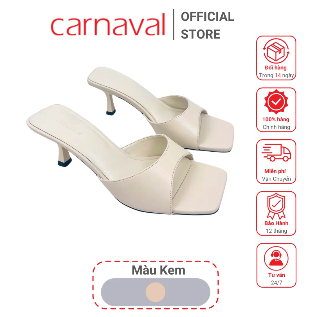 Ảnh Dép Nữ Cao Gót 5p Carnaval Mũi Vuông, Quai Ngang Da Cao Cấp, Nâng Niềm Kiêu Hãnh Phái Đẹp - VS32 3