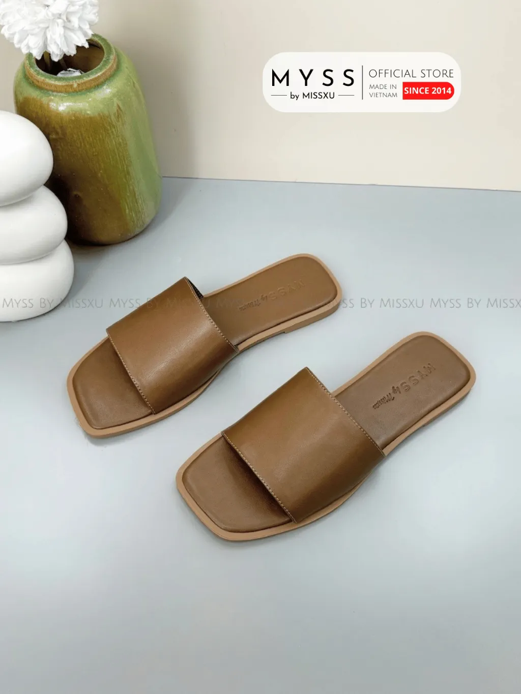 Ảnh Dép nữ MYSS đế bệt quai ngang bản lớn thời trang - DE119 2