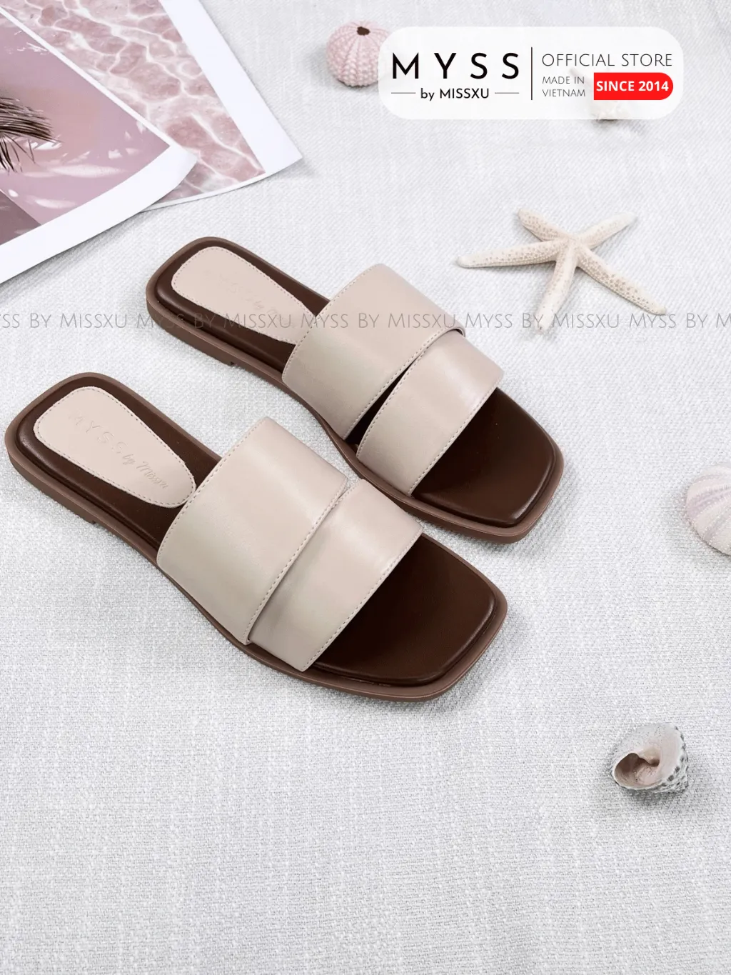 Ảnh Dép nữ MYSS quai ngang bản lớn 1,5cm thời trang - DE200 1
