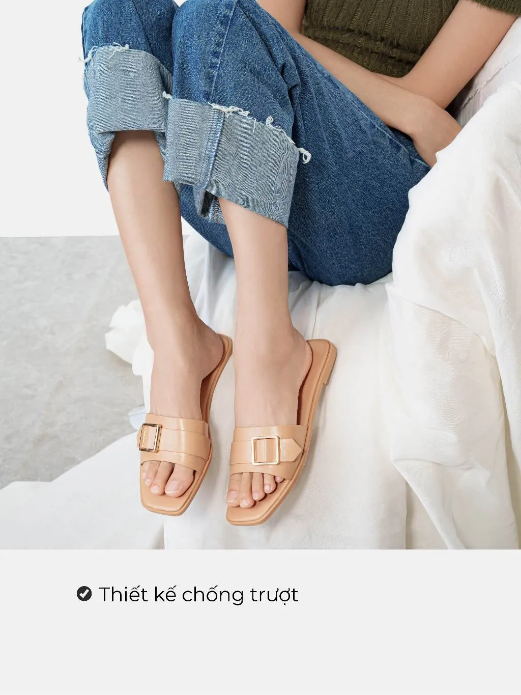 Ảnh Dép Nữ Thời Trang JUNO mũi vuông khóa trang trí SD01101 4