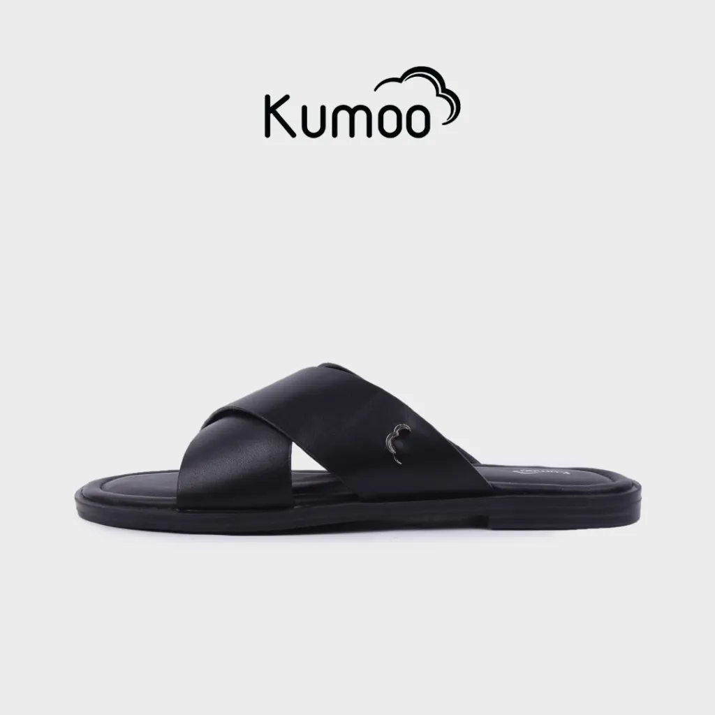 Ảnh Dép Quai Chéo KUMOO CROSS Sandal Màu Đen SD-KUMO-004-A Da Thật Nappa Thời Trang Cá Tính Thời Thượng 1