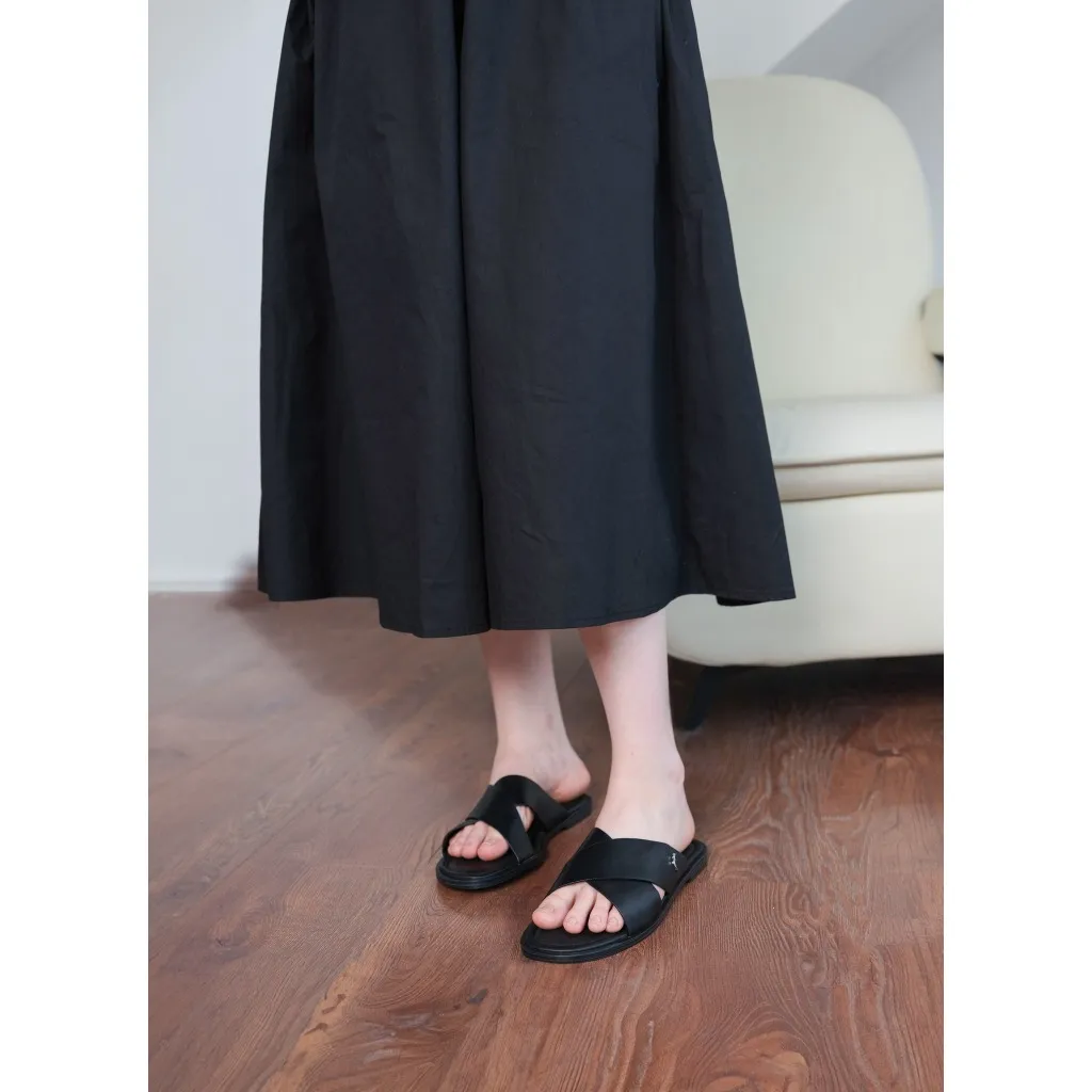 Ảnh Dép Quai Chéo KUMOO CROSS Sandal Màu Đen SD-KUMO-004-A Da Thật Nappa Thời Trang Cá Tính Thời Thượng 4