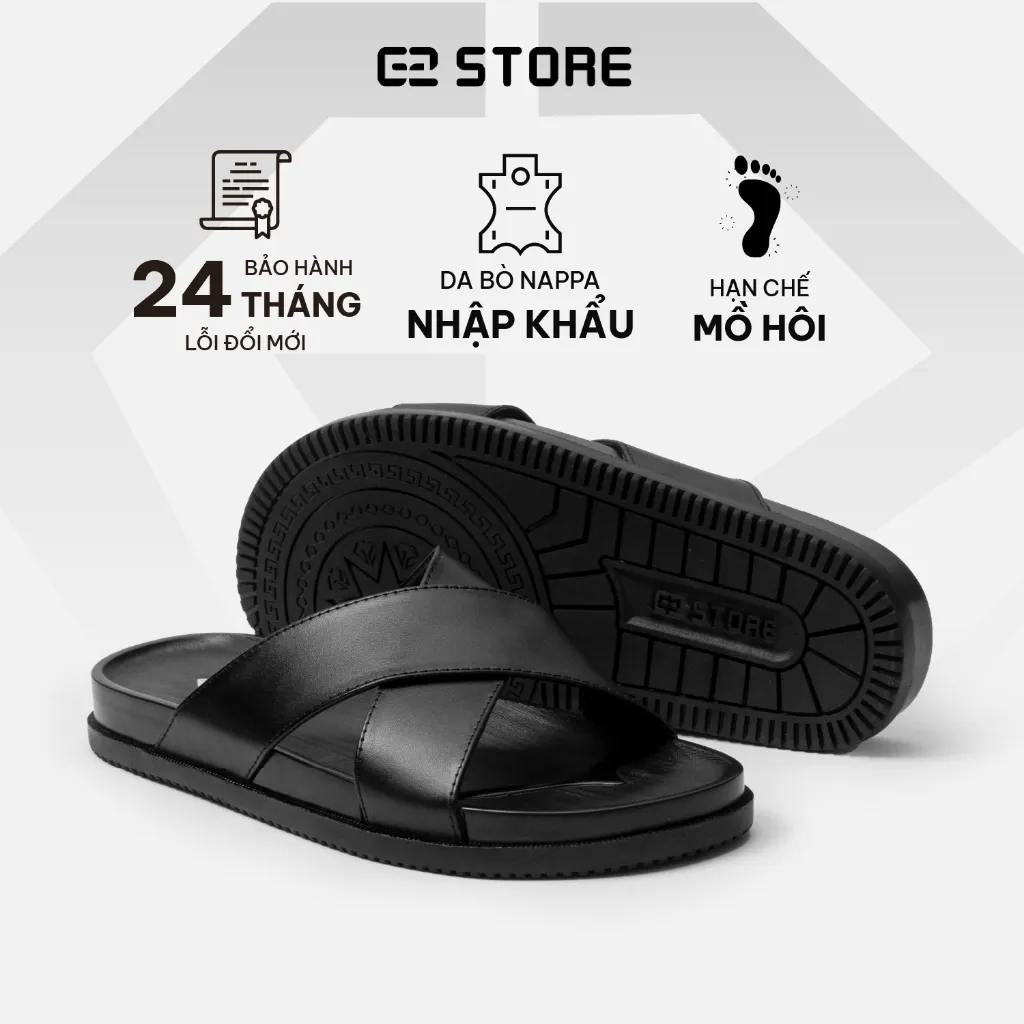 Ảnh Dép quai chéo nam  G2.STORE Ares đi biển màu đen thời trang bằng da cao cấp 1