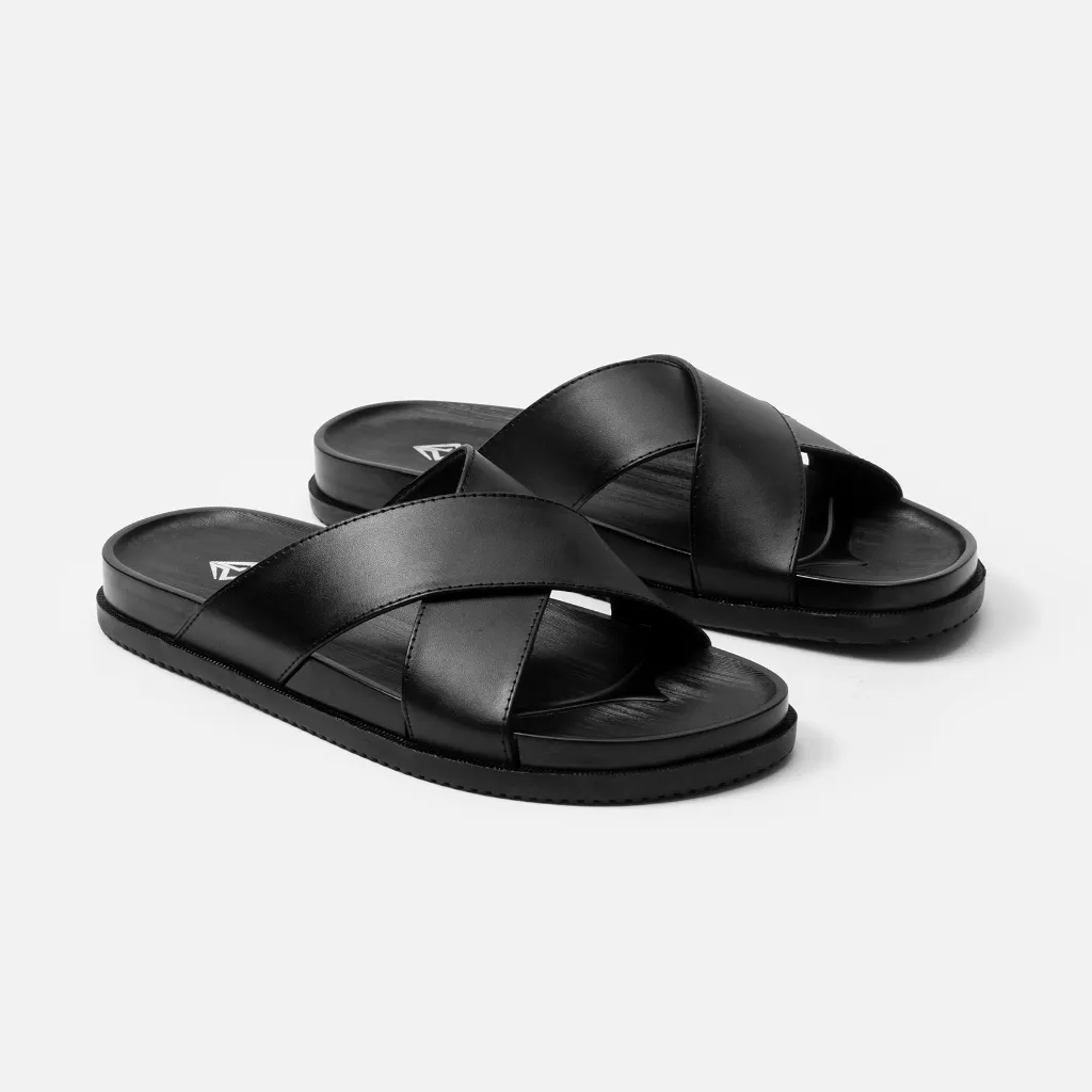 Ảnh Dép quai chéo nam  G2.STORE Ares đi biển màu đen thời trang bằng da cao cấp 2