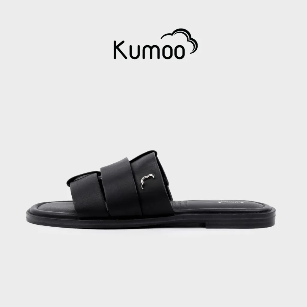 Ảnh Dép Quai Ngang KUMOO IRI Slide Sandal Màu Đen SD-KUMO-003 Da Thật Nappa Thời Trang Cá Tính 1