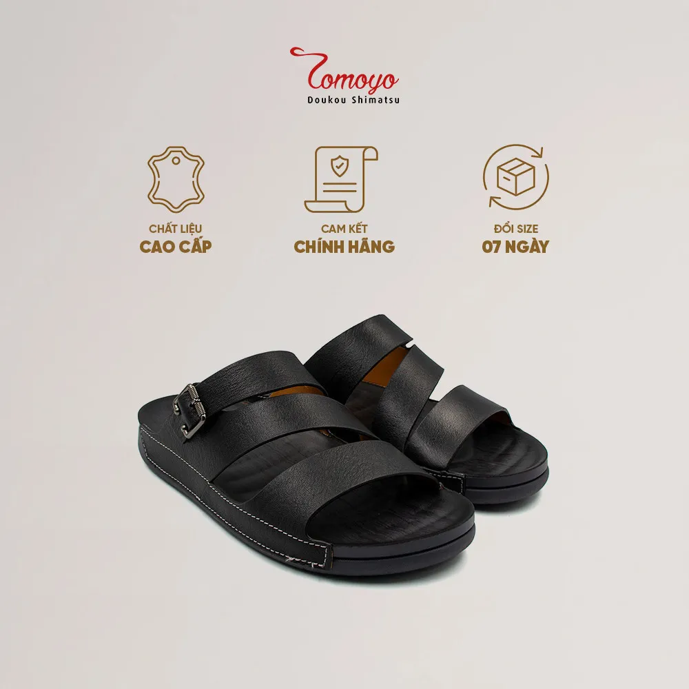 Ảnh -Dép Quai Ngang Nam Da Bò Nappa Cao Cấp Tomoyo TMD302 1