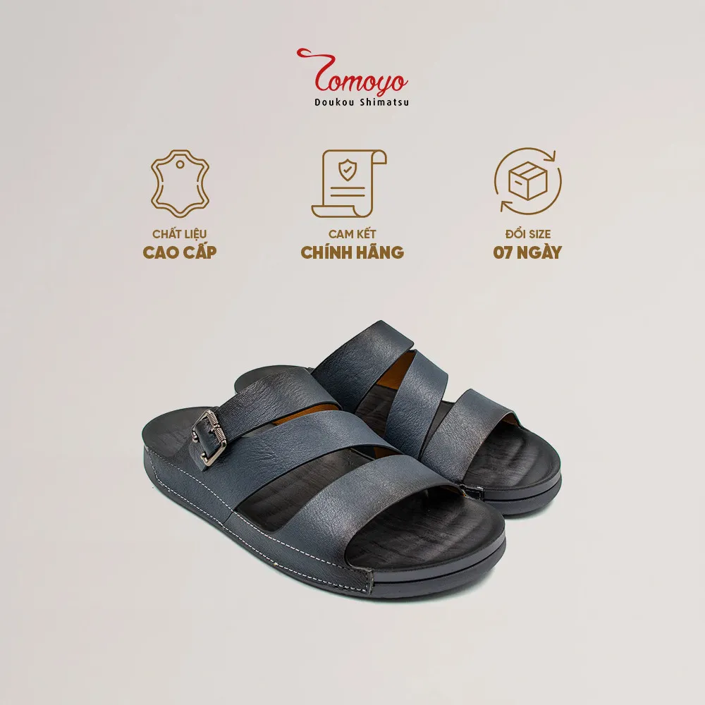 Ảnh -Dép Quai Ngang Nam Da Bò Nappa Cao Cấp Tomoyo TMD302 3