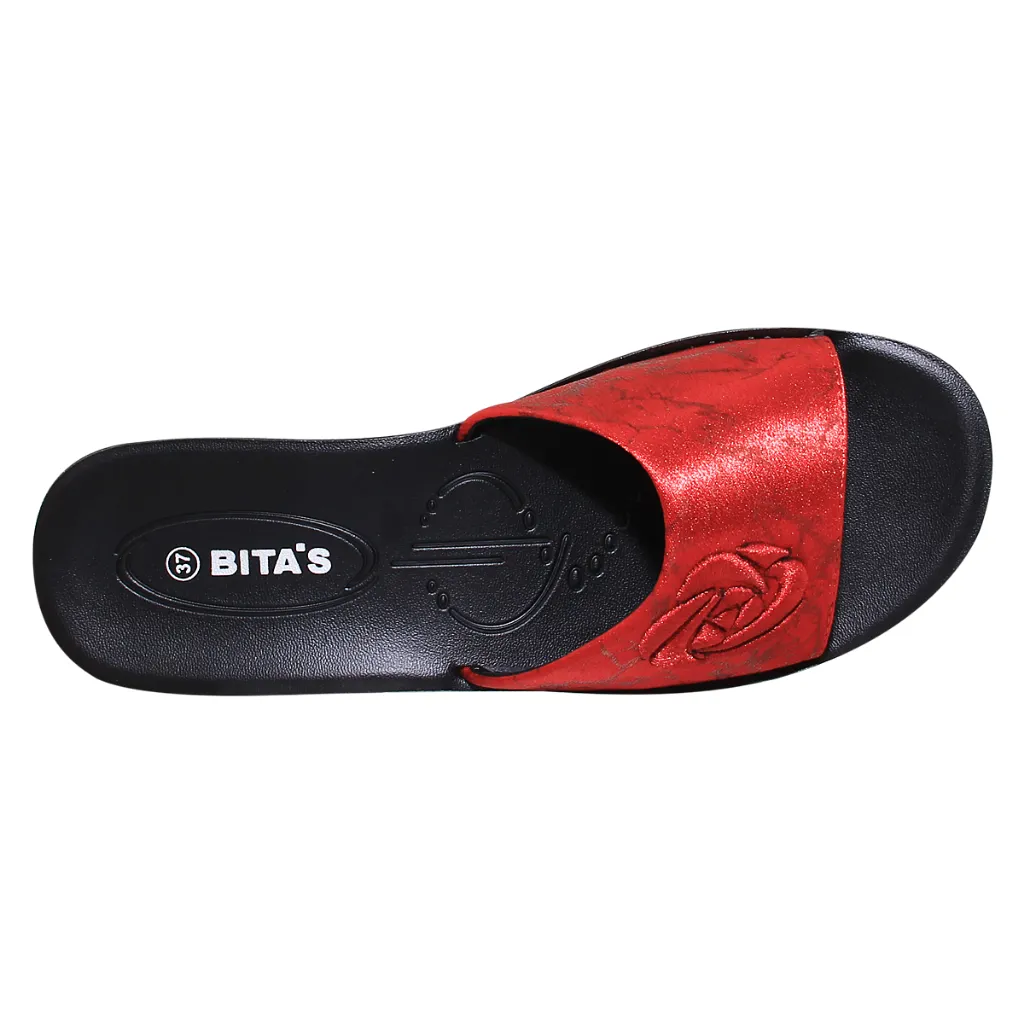 Ảnh Dép quai ngang nữ Bita's DAN.121 (Đỏ đô + Đen + Kem) 2