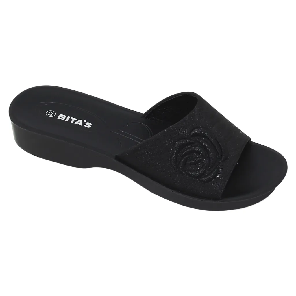 Ảnh Dép quai ngang nữ Bita's DAN.121 (Đỏ đô + Đen + Kem) 3