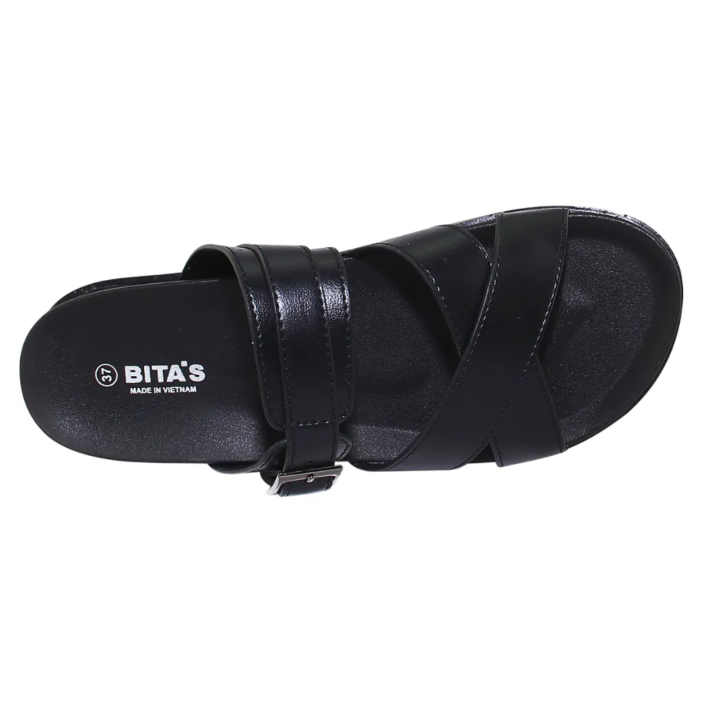 Ảnh Dép quai ngang nữ Bita's DORA.13 (Đen + Nâu Kaki + Trắng) 2