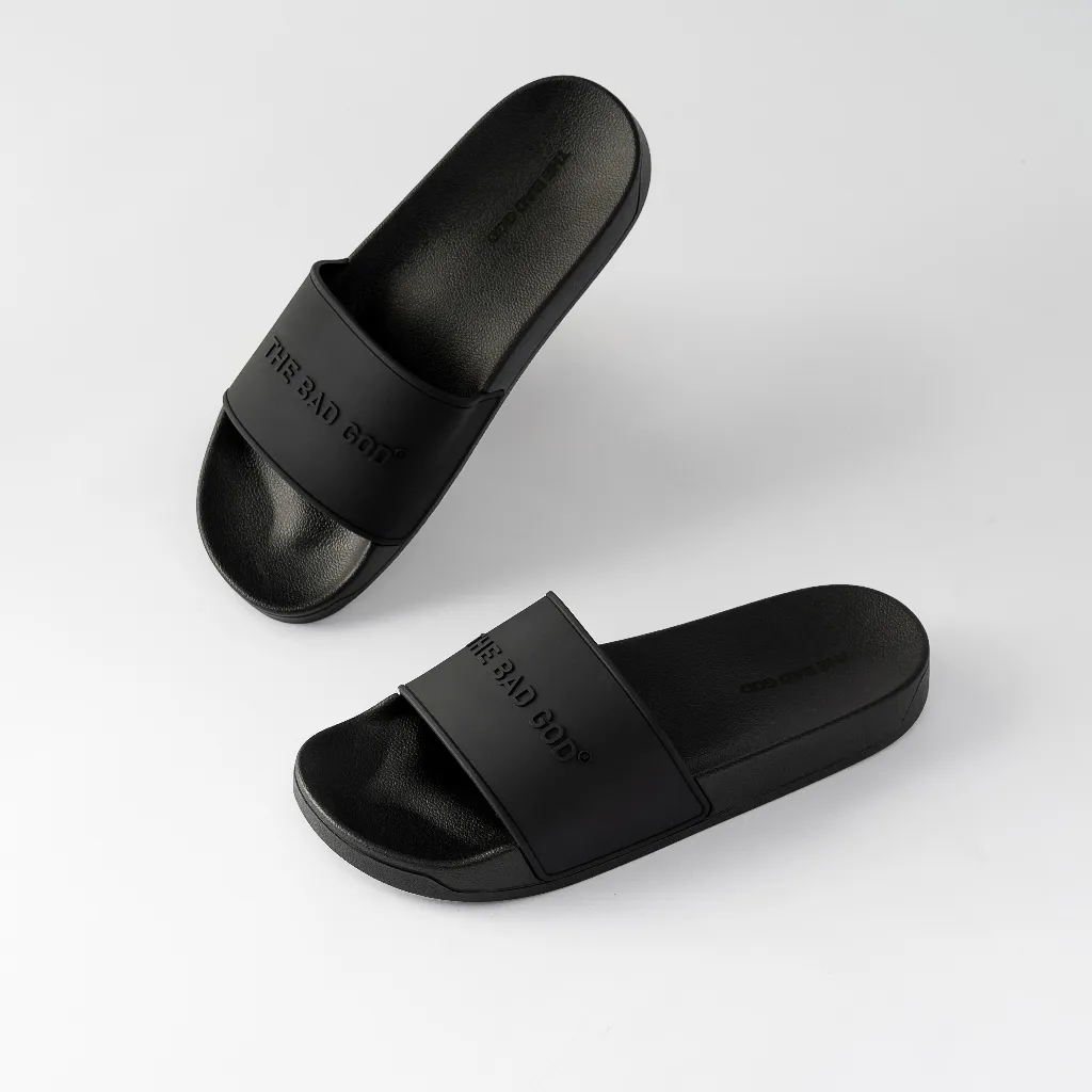 Ảnh Dép quai ngang slipper basic nam nữ The Bad God Basic X01 Chữ Đen Fullblack (KHÔNG HỘP) 3