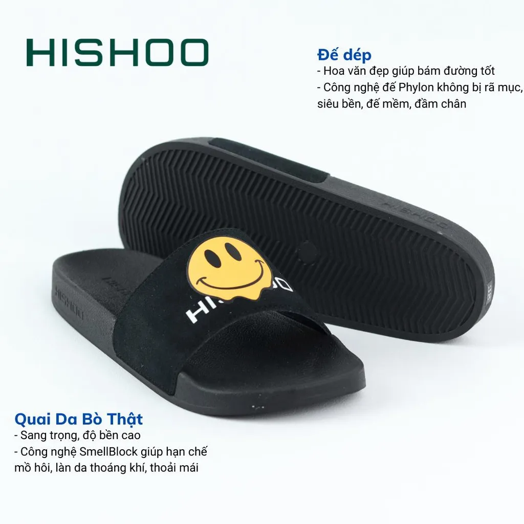 Ảnh Dép quai ngang slipper cao cấp nam, nữ  HISHOO siêu nhẹ da Bò thời trang size 36 - 45 U112 2