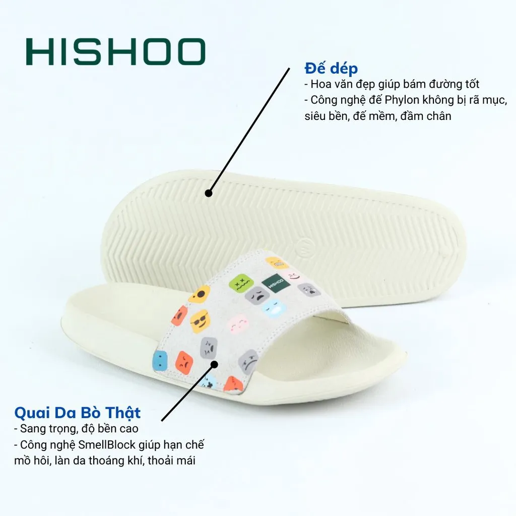 Ảnh Dép quai ngang slipper Icon Cảm Xúc Emoji cao cấp nam, nữ  HISHOO siêu nhẹ da Bò lộn thời trang size 36 - 45 U112 2