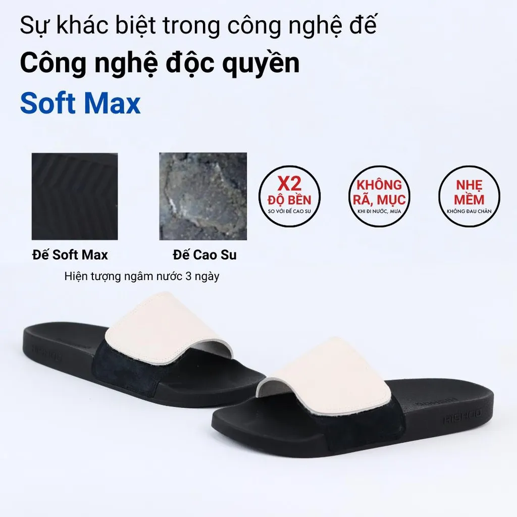 Ảnh Dép quai ngang slipper quai dán Xé dán cao cấp nam, nữ HISHOO siêu nhẹ da bò thời trang size 36-45 VNXK U115 3