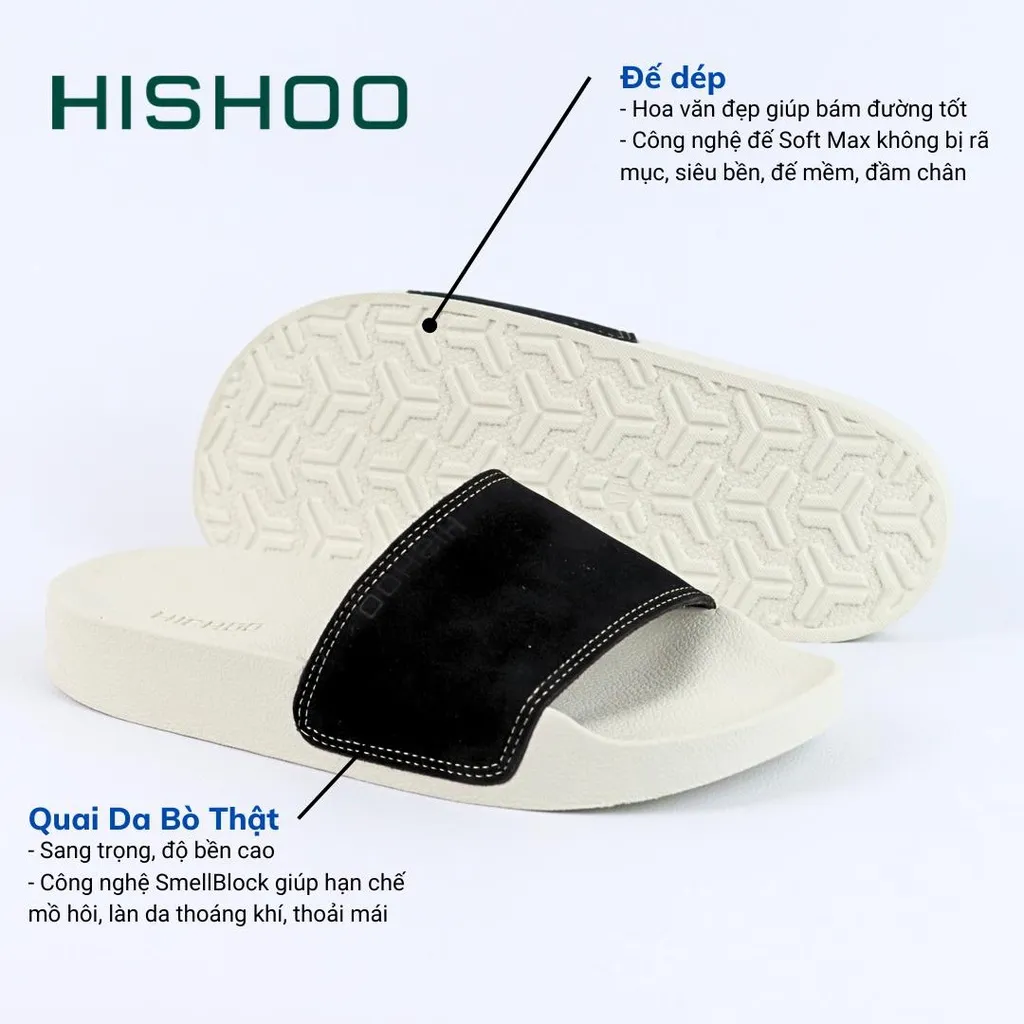 Ảnh Dép quai ngang slipper Tổng hợp Da Lộn cao cấp nam, nữ  HISHOO siêu nhẹ da bò thật thời trang size 37-45 U444 1