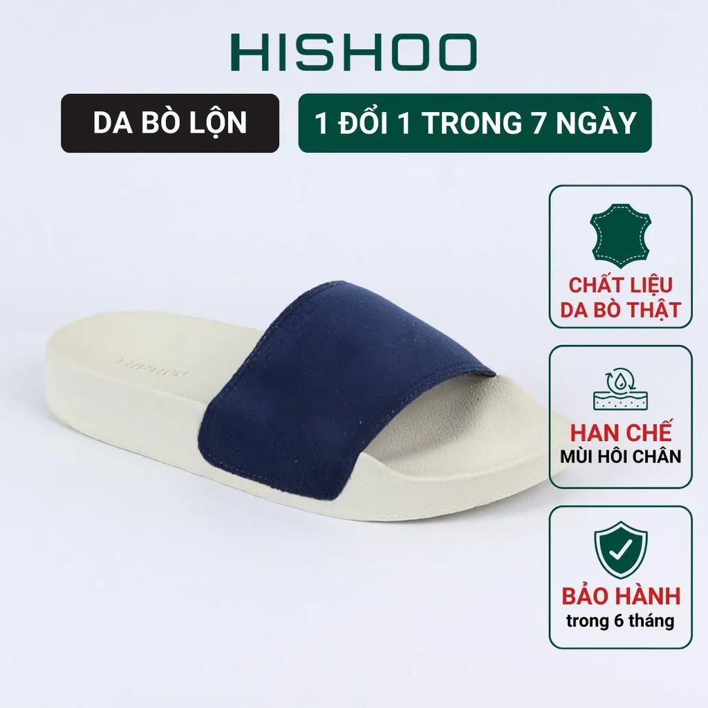 Ảnh Dép quai ngang slipper Tổng hợp Da Lộn cao cấp nam, nữ  HISHOO siêu nhẹ da bò thật thời trang size 37-45 U444 2