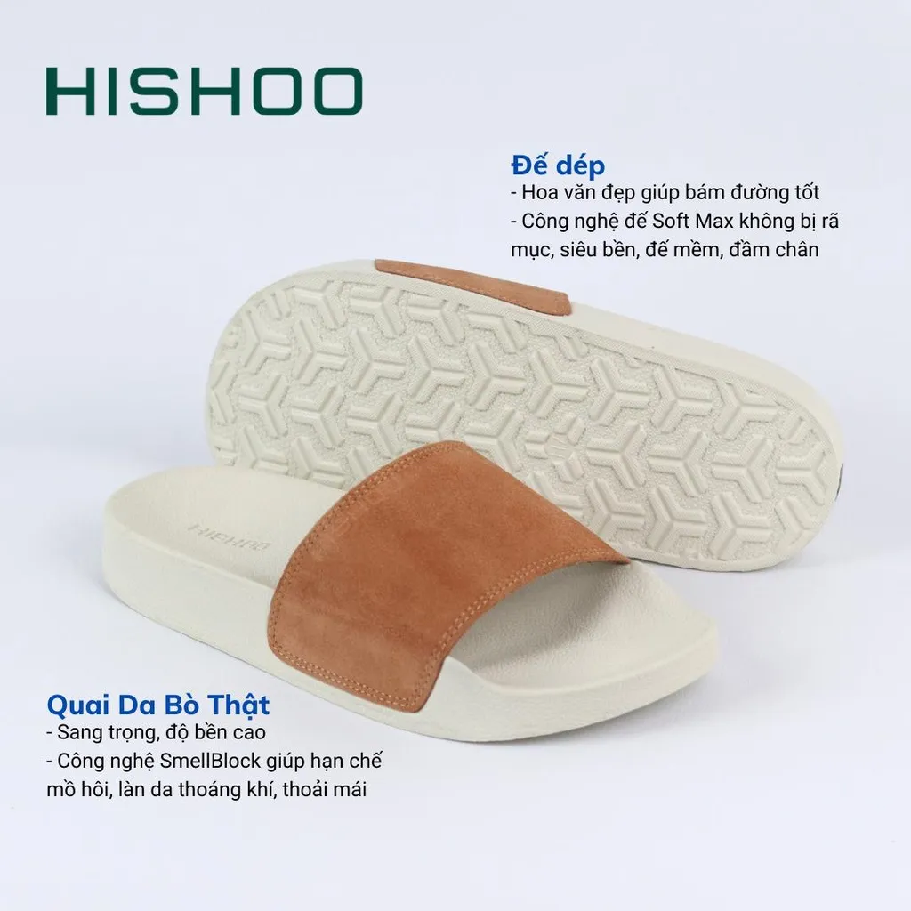 Ảnh Dép quai ngang slipper Tổng hợp Da Lộn cao cấp nam, nữ  HISHOO siêu nhẹ da bò thật thời trang size 37-45 U444 3