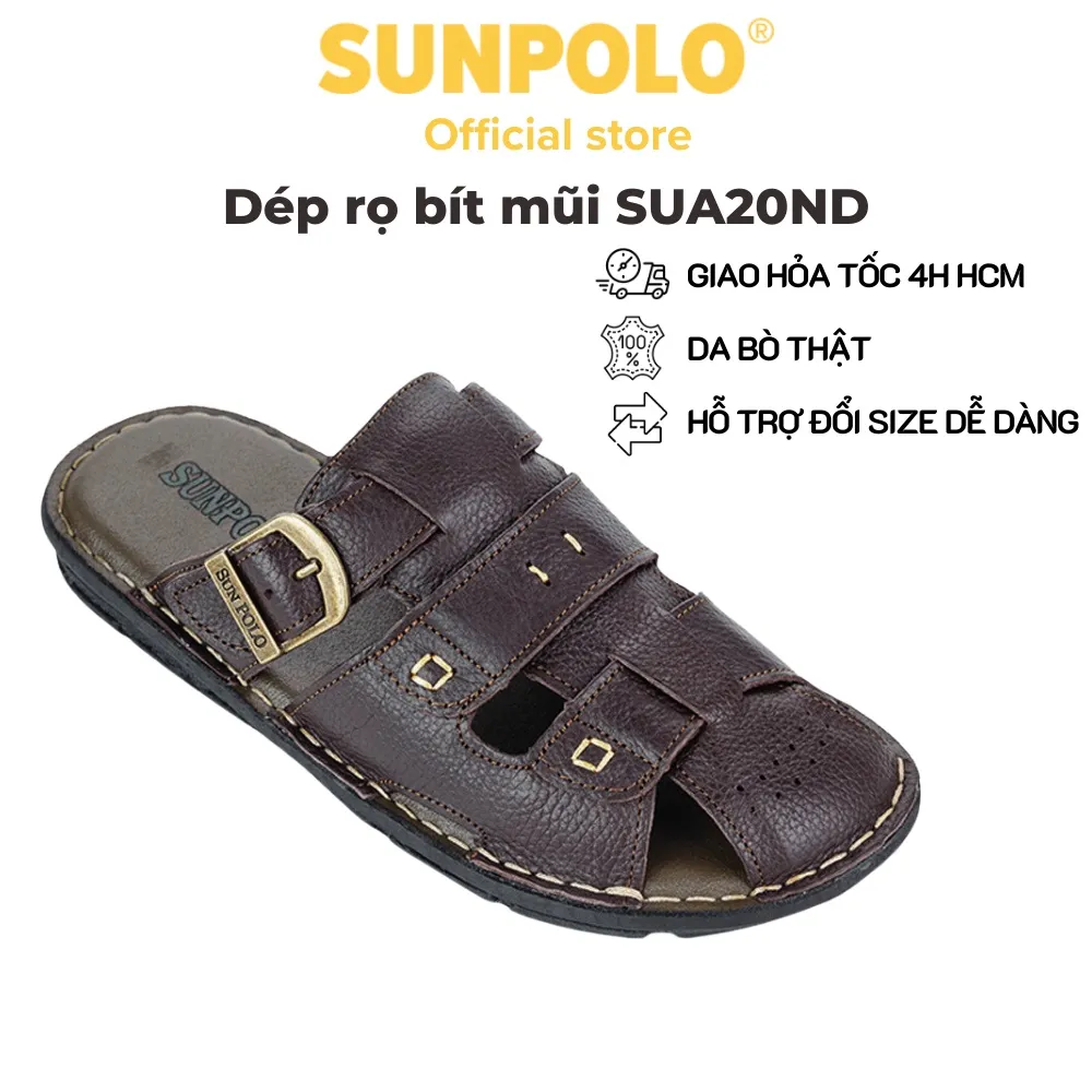 Ảnh Dép Rọ Nam Da Bò Cao Cấp SUNPOLO ABI020 1