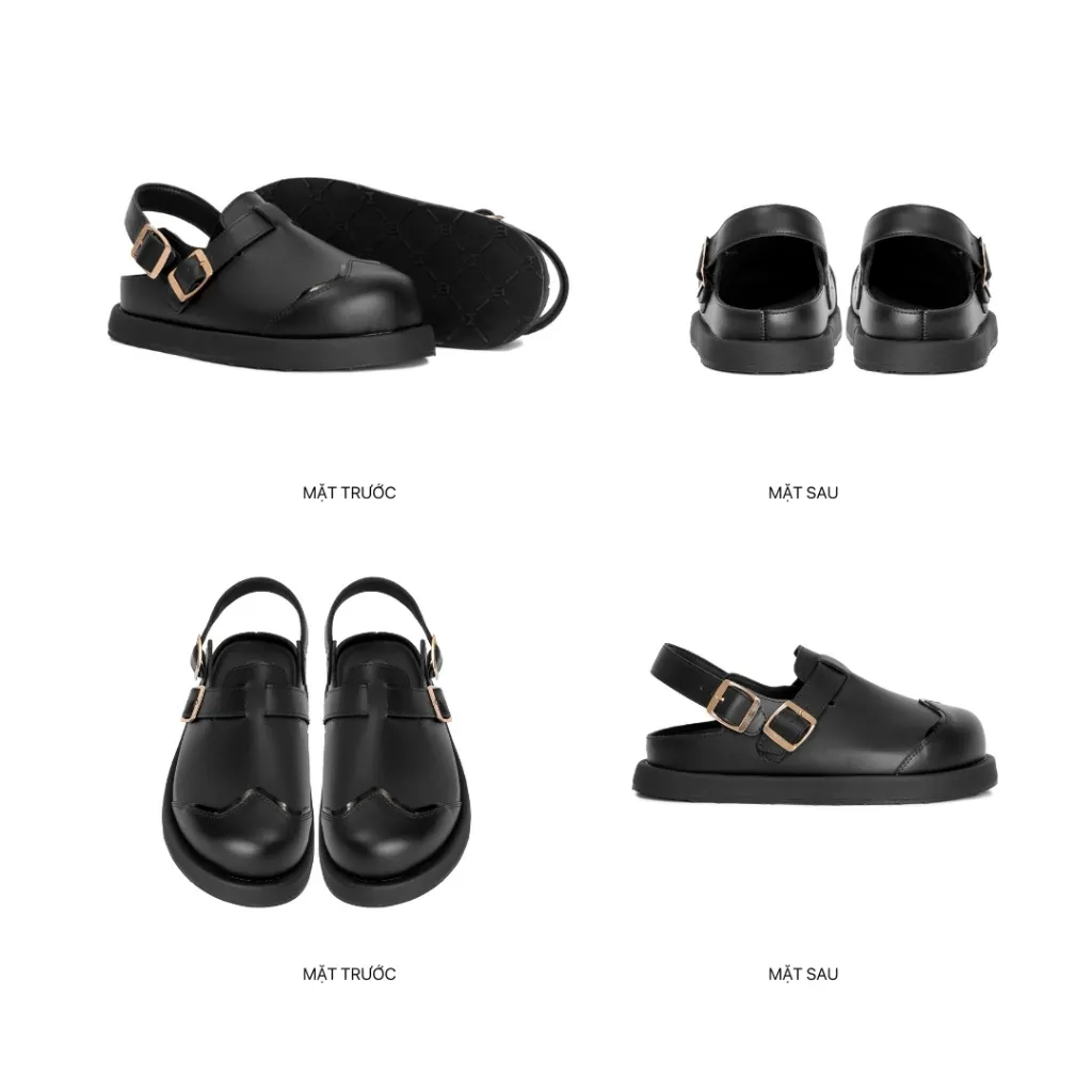 Ảnh Dép Sandal Bánh Mì Nam Nữ THEWOLF LOW CLOG SANDAL - Đen bóng, Đen da lộn, Tan, Tobaco, Nâu cà phê 1