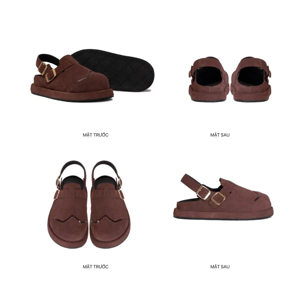 Ảnh Dép Sandal Bánh Mì Nam Nữ THEWOLF LOW CLOG SANDAL - Đen bóng, Đen da lộn, Tan, Tobaco, Nâu cà phê 3