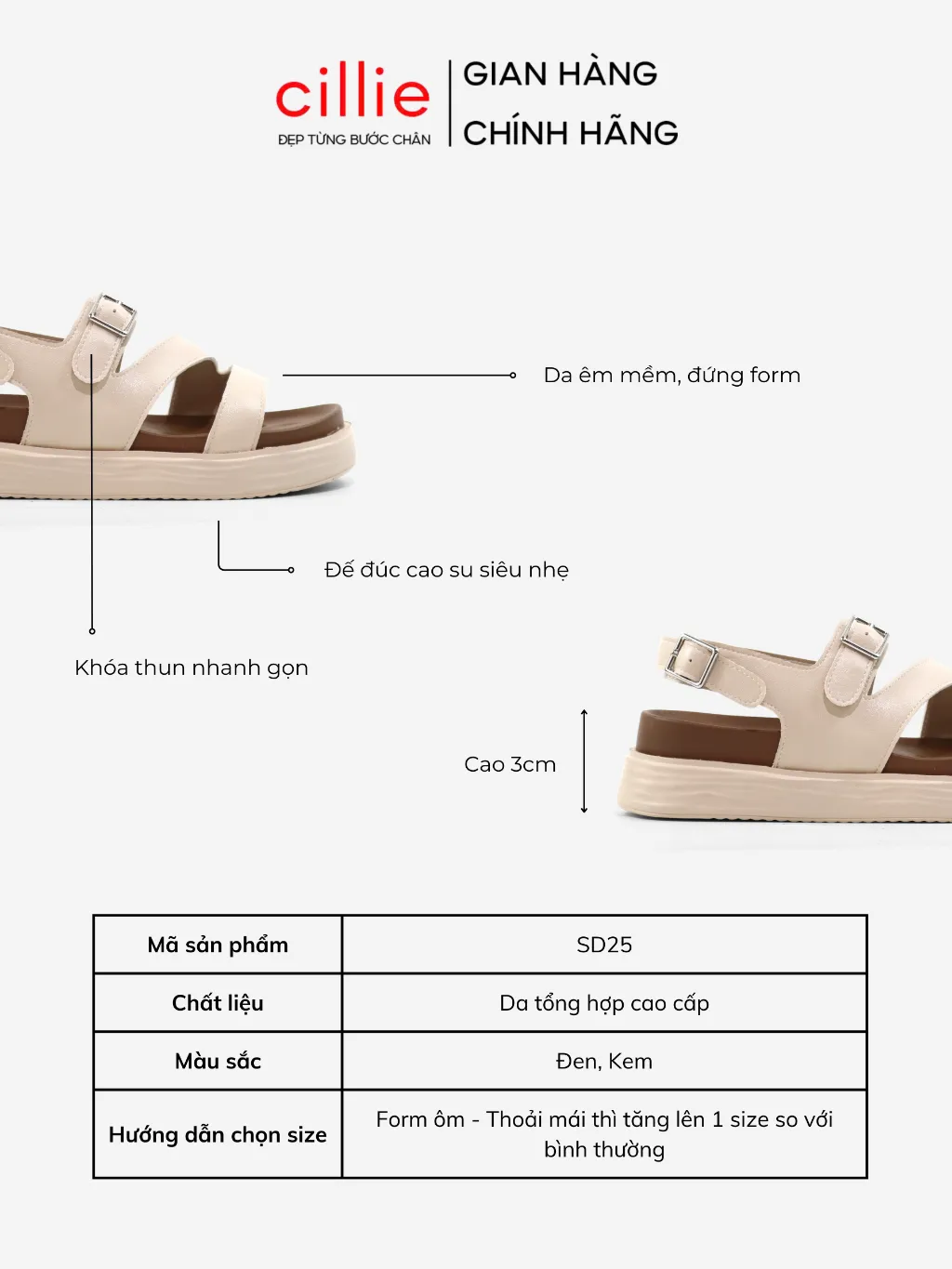 Ảnh Dép Sandal Bánh Mì Nữ Cillie Đế Cao Êm Mềm Không Đau Chân Thời Trang Mùa Hè 2025 SD25 2